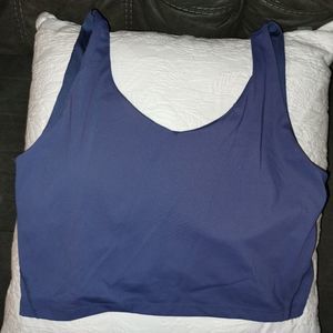 Blue sports bra light padding removable